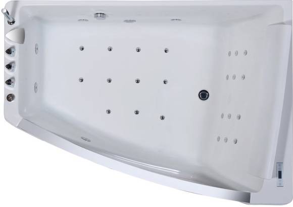 Акриловая ванна Orans BT-65109 R 170x120 см, угловая, правая, пристенная, с гидромассажем, белая, асимметричная, с каркасом, для двоих, со сливом-переливом, с подсветкой, с подголовником