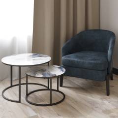 Комплект столов DIWO Краснодар белый мрамор, черный