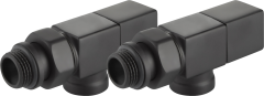 Комплект запорных вентилей Royal Thermo Cube 1/2" М30х1,5 осевые, черный Комплект запорных вентилей Royal Thermo Cube 1/2" М30х1,5 осевые, черный