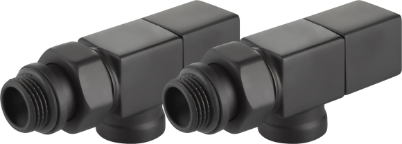 Комплект запорных вентилей Royal Thermo Cube 1/2" М30х1,5 осевые, черный