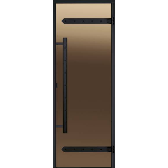 Дверь для турецкой бани Harvia стеклянная Legend 8/21 (черная коробка алюминий прозрачная DA82104L)