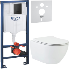 Комплект Унитаз подвесной beWash Bogen 88303601 + Инсталляция Grohe Solido 38811KF0 3 в 1 с кнопкой смыва + Звукоизоляция 37131000