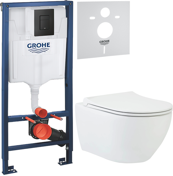 Комплект Унитаз подвесной beWash Bogen 88303601 + Инсталляция Grohe Solido 38811KF0 3 в 1 с кнопкой смыва + Звукоизоляция 37131000