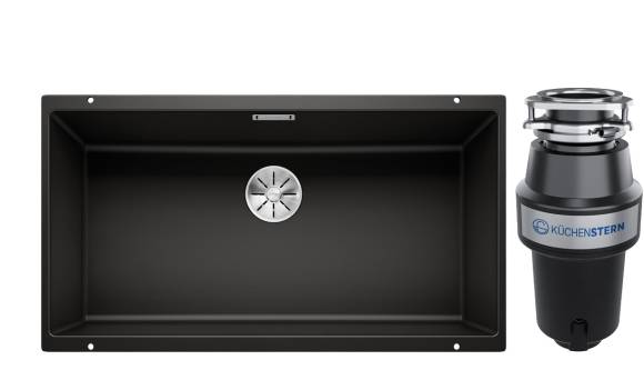 Комплект Мойка Blanco Subline 800-U черная + Измельчитель KUCHENSTERN Muhle 351MU35