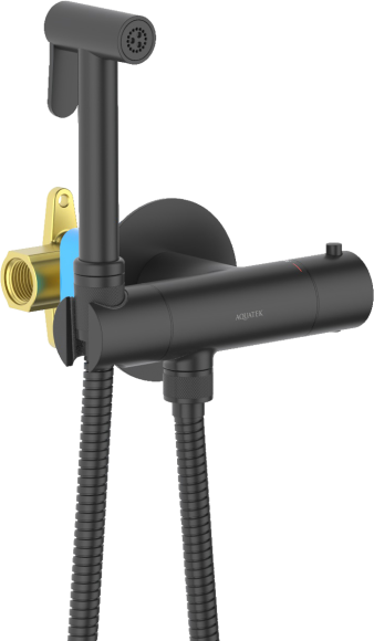 Гигиенический душ AQUATEK Оберон AQ1027MB со смесителем, С ВНУТРЕННЕЙ ЧАСТЬЮ, матовый черный