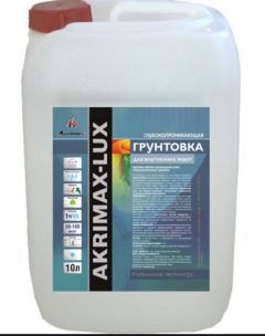 Грунтовка AKRIMAX-LUX для внутренних работ, акриловая 10л Грунтовка AKRIMAX-LUX для внутренних работ, акриловая 10л
