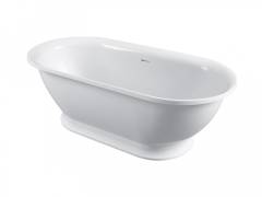 Ванна из искусственного камня Belux Анжело Т 165x80 см, отдельностоящая, белая, овальная, со сливом-переливом