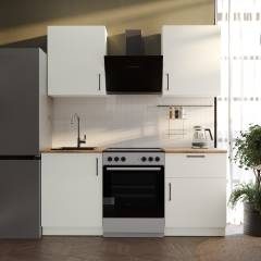 Кухонный гарнитур Domaci Болонья 180 см, фасад белый, ручка хром, столешница дуб вотан KUH-708303