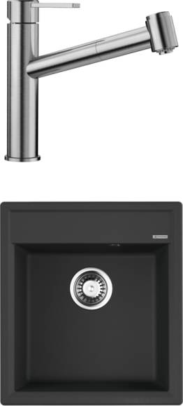 Комплект Мойка Omoikiri Daisen 46-BL черная + Смеситель Blanco Ambis-S 523119
