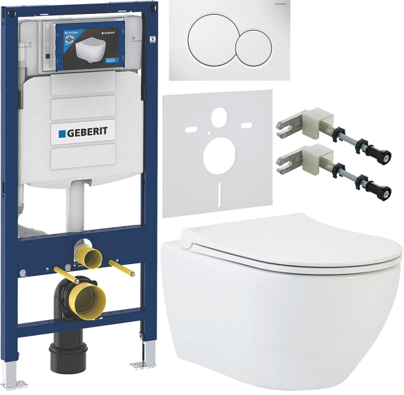 Комплект Унитаз подвесной beWash Bogen 88303601 + Инсталляция Geberit Duofix UP 320 111.300.00.5 + Кнопка Sigma 01 115.770.11.5 белая + Крепления 111.815.00.1 к стене + Звукоизоляция 156.050.00.1
