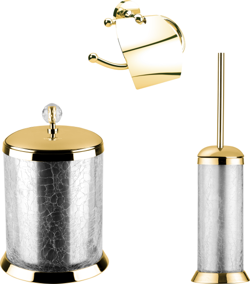 Набор Ершик Defne banyo Amanty gold + Держатель gold + Ведро 5 л gold