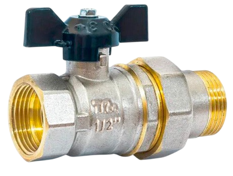 Шаровой кран TeRma NEOS 32014 1/2", вн-нар, с американкой, ручка бабочка