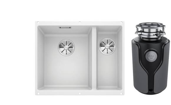 Комплект Мойка Blanco Subline 340/160-U белая, левая + Измельчитель KUCHENSTERN Muhle 353MU35
