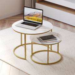 Комплект столов DIWO Краснодар белый мрамор, золото