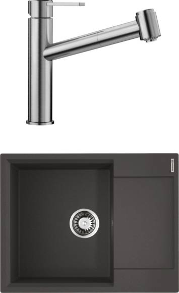 Комплект Мойка Omoikiri Daisen 65 черная + Смеситель Blanco Ambis-S 523119