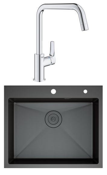 Комплект Мойка D&K DKS604506 графит + Смеситель Grohe Eurosmart 30567000