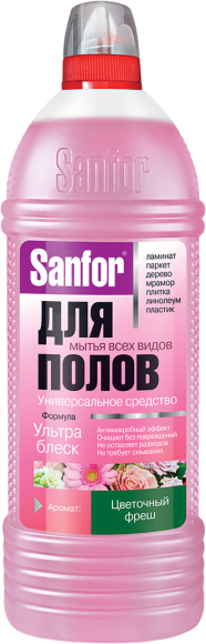 Средство для мытья пола Sanfor Ультра Блеск цветочный фреш, 1 л