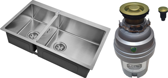 Комплект Мойка Zorg Inox R 78-2-51 R + Измельчитель ZR-75 D BRONZE