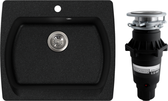 Комплект Мойка NOVA 60-53 черная + Измельчитель Bone Crusher BC 810-SL Slim Line
