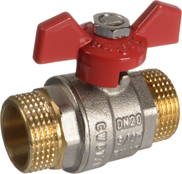 Шаровой кран TeRma RED 31025 3/4", нар-нар, ручка бабочка