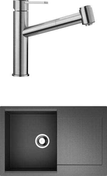 Комплект Мойка Omoikiri Daisen 78-BL черная + Смеситель Blanco Ambis-S 523119