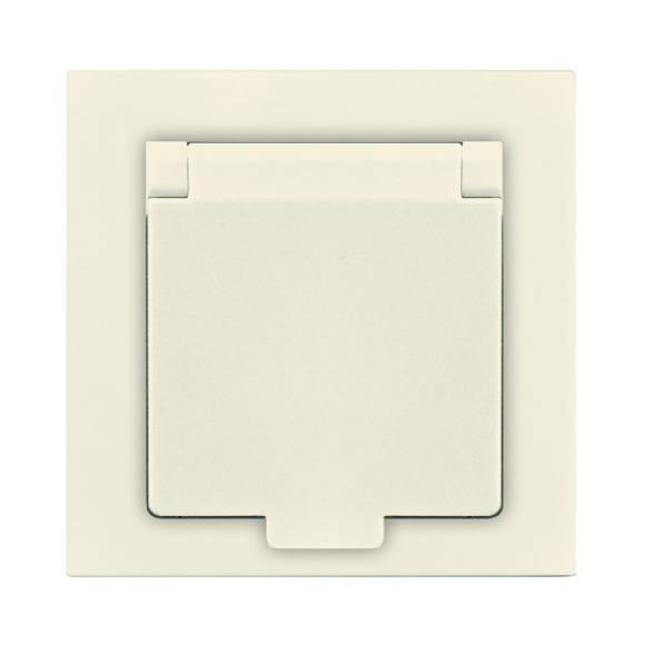 Розетка 1-м СП Афина 16А IP20 с заземл. с крышкой в сборе сл. кость (ivory) Universal A0029-I