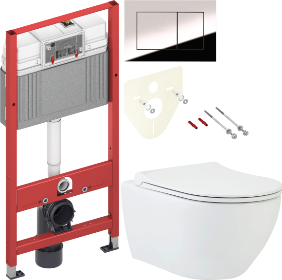 Комплект Унитаз подвесной beWash Bogen 88303601 + Инсталляция TECE Now 9400412 4 в 1 с кнопкой смыва