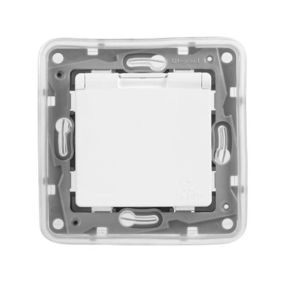 Розетка 1-м СП Etika 16А IP44 250В 2P+E с заземл. защ. шторки с крышкой немецк. стандарт безвинтов. клеммы механизм бел. Leg 672232 Розетка 1-м СП Etika 16А IP44 250В 2P+E с заземл. защ. шторки с крышкой немецк. стандарт безвинтов. клеммы механизм бел. Leg 672232