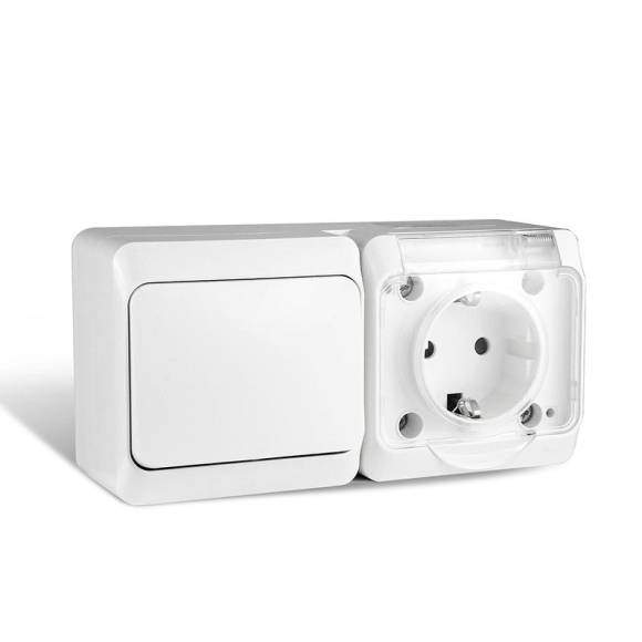 Блок ОП Nix (розетка 16А 250В с заземл. 1-кл. выкл. 10А) IP54 бел. TOKOV ELECTRIC TKE-NX-V1RZ-C01T-IP54 Блок ОП Nix (розетка 16А 250В с заземл. 1-кл. выкл. 10А) IP54 бел. TOKOV ELECTRIC TKE-NX-V1RZ-C01T-IP54