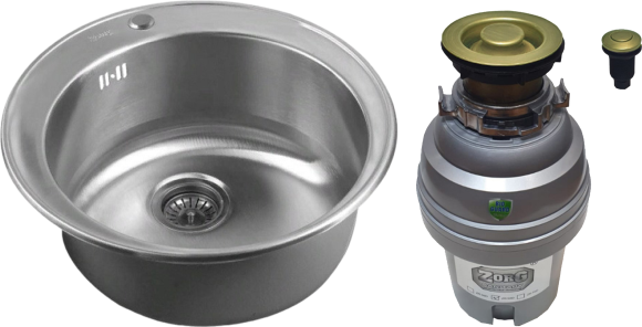 Комплект Мойка Zorg Inox RX ZR-510/205 + Измельчитель ZR-75 D BRONZE