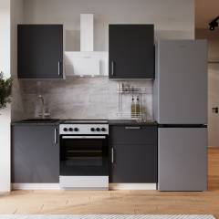 Кухонный гарнитур Domaci Болонья 180 см, фасад графит, ручка хром, столешница луна KUH-708307