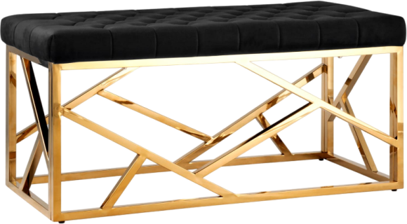 Банкетка Stool Group Арт Деко 100х46 см, велюр черный, опора сталь золото