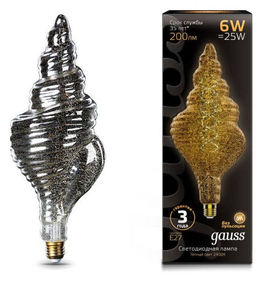 Лампа светодиодная Gauss Led Vintage Filament Flexible E27 6Вт 2400K 166802008 Лампа светодиодная Gauss Led Vintage Filament Flexible E27 6Вт 2400K 166802008