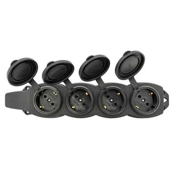 Розетка 4-м 16А IP44 2P+PE 230В с защ. крышками каучук Basic EKF RPS-020-16-230-44 Розетка 4-м 16А IP44 2P+PE 230В с защ. крышками каучук Basic EKF RPS-020-16-230-44