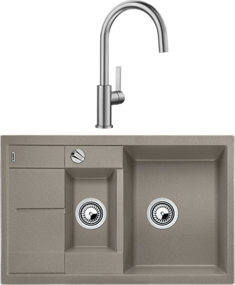 Комплект Мойка Blanco Metra 6 S Compact серый беж + Смеситель Candor 523120
