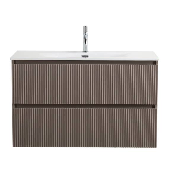 Тумба с раковиной BelBagno Uno-mini 100 подвесная, 2 ящика, матовая бежевая