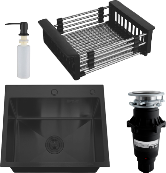 Комплект Мойка РМС MR-5050BL c корзиной и дозатором, графит + Измельчитель Bone Crusher BC 810-SL Slim Line