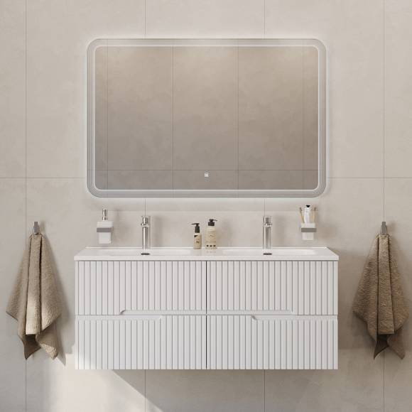 Мебель для ванной комнаты Cezares Duet 120 bianco lucido, раковина Cezares CZR-8095-120-2 двойная