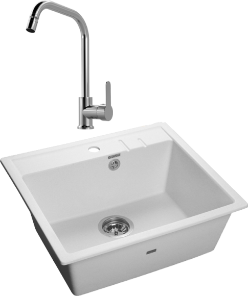 Комплект Мойка GranFest Quadro GF-Q561 иней + Смеситель MEGA City MG- ZRV104 хром