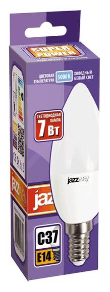 Лампа светодиодная PLED-SP 7Вт C37 свеча 5000К холод. бел. E14 560лм 230В JazzWay 1027832-2 Лампа светодиодная PLED-SP 7Вт C37 свеча 5000К холод. бел. E14 560лм 230В JazzWay 1027832-2