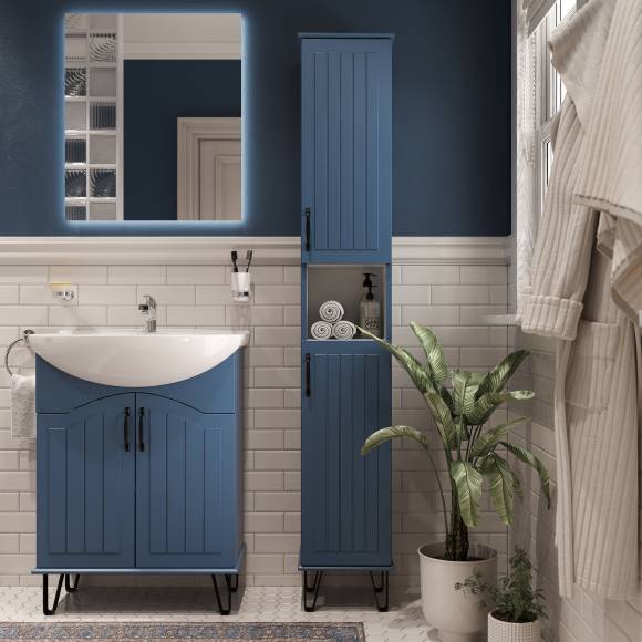 Шкаф пенал для ванной DIWO Сочи 30, синий