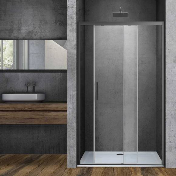 Душевая дверь в нишу Vincea Soft VDS-3SO150CLGM, 150 см, профиль вороненая сталь, стекло прозрачное