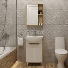 Мебель для ванной комнаты DIWO Углич 50 в скандинавском стиле, белый, под дерево