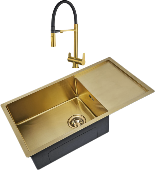 Комплект Мойка Zorg Inox PVD SZR-7844 BRONZE + Смеситель Sanitary SZR-3030 BRONZE бронза