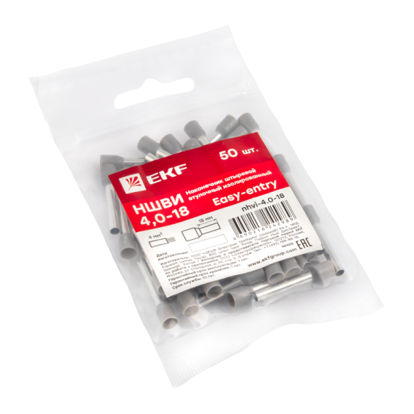 Наконечник штыревой втулочный НШвИ 4.0-18 (уп.50шт) EKF nhvi-4.0-18 Наконечник штыревой втулочный НШвИ 4.0-18 (уп.50шт) EKF nhvi-4.0-18