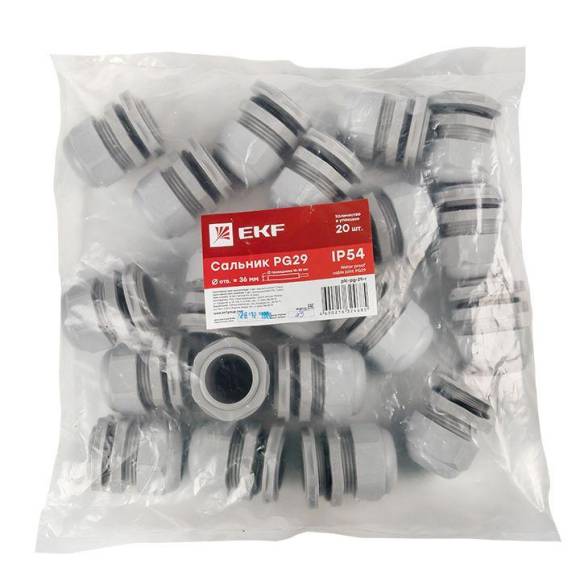 Сальник PG29 IP54 d отв. 36мм/d провод. 18-25мм PROxima EKF plc-pg-29-r Сальник PG29 IP54 d отв. 36мм/d провод. 18-25мм PROxima EKF plc-pg-29-r