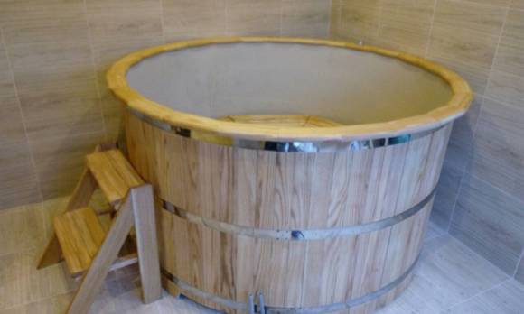 Купель пластиковая круглая D=1.2 H=1.0 дуб/лиственница без покрытия