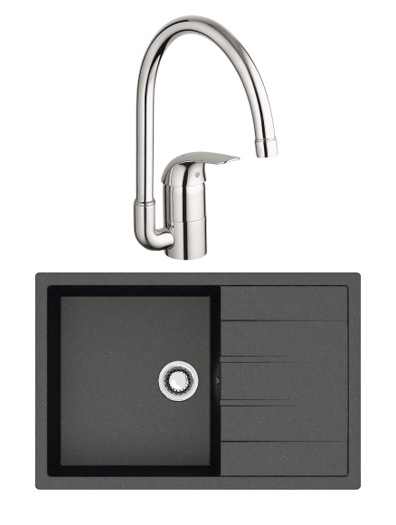 Комплект Мойка AZARIO Vision 00078339 черный + Смеситель Grohe Euroeco 32752000