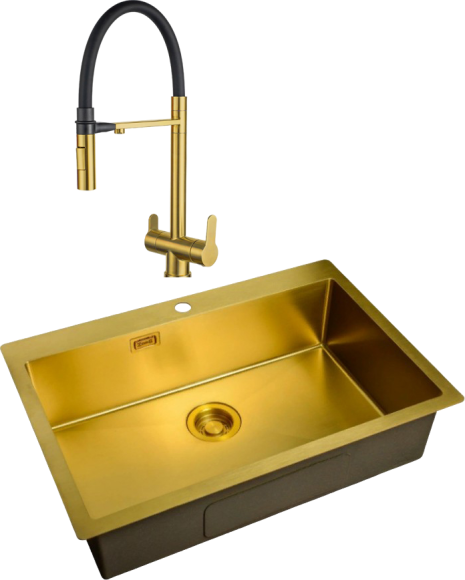 Комплект Мойка Zorg Light ZL R 750510 BRONZE + Смеситель Sanitary SZR-3030 BRONZE бронза