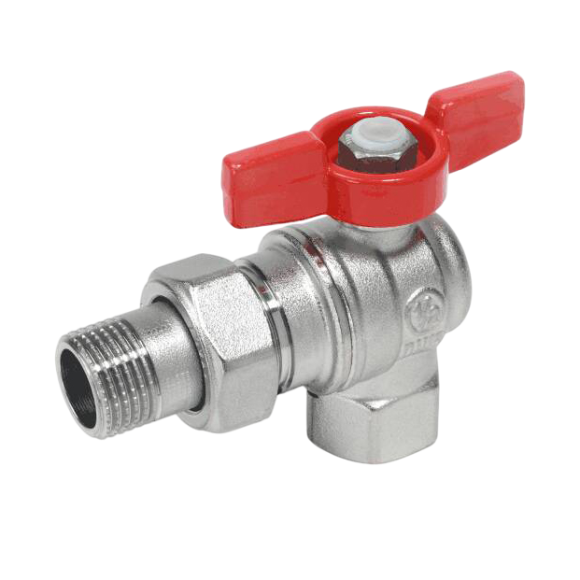 Шаровой кран Giacomini R789 R789X007 1", вн-нар, американка, угловой, ручка бабочка